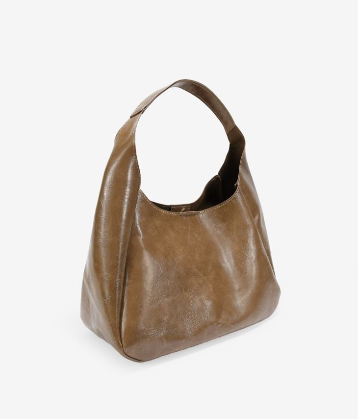 Taupe shoulder bag with inner bag