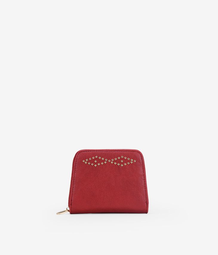 Red purse with studs and zipper