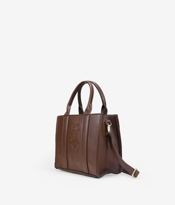 Brown handbag with zipper
