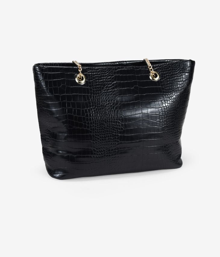 Black crocodile effect laptop bag