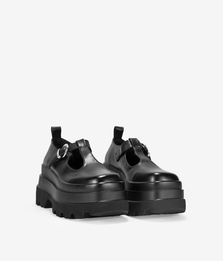 Zapatos de plataforma negros con hebilla