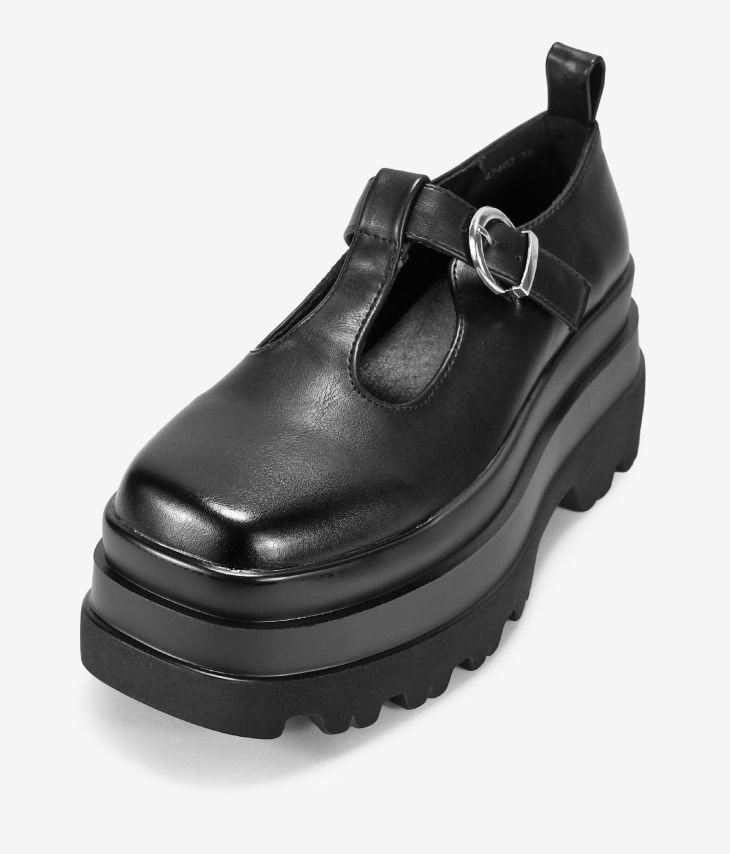 Zapatos de plataforma negros con hebilla