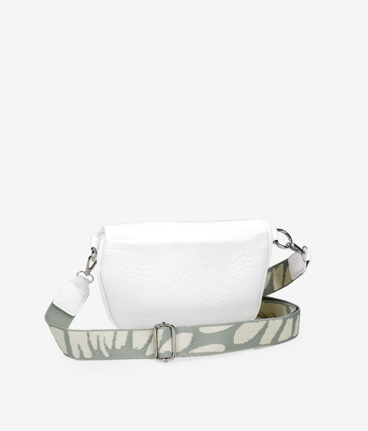 White fanny pack with zipper and wide handle
