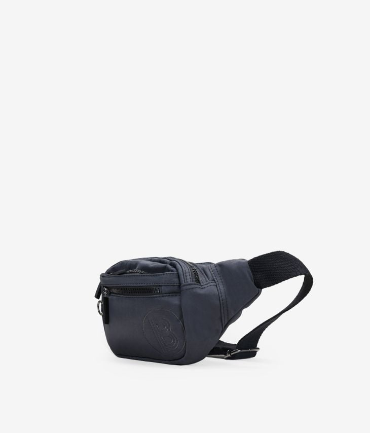 Gray nylon waist bag with zippers