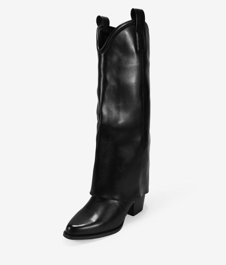 Black boots with bent shaft