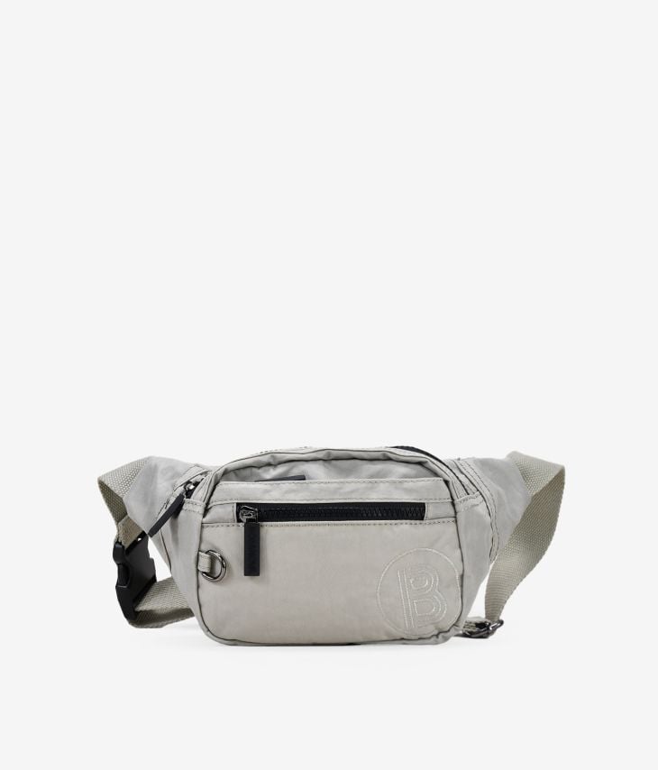 Stone nylon waist bag with zippers