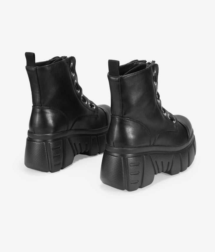 Black military boots with zipper