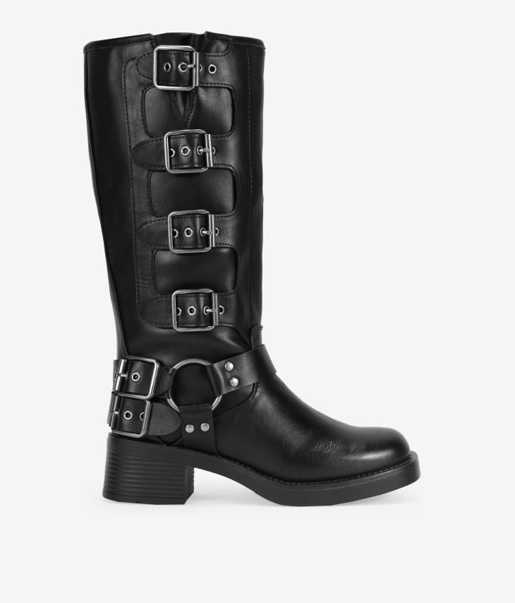 High black boots with buckles