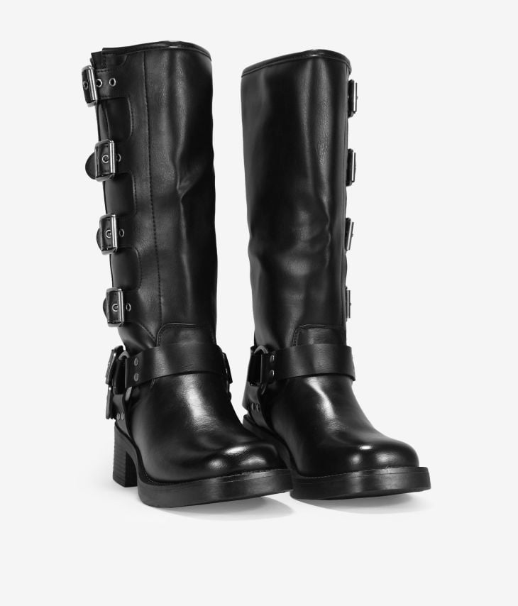 High black boots with buckles