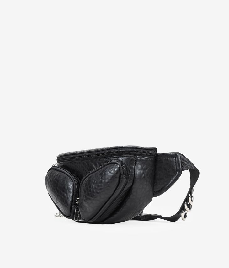 Black belt bag with chain