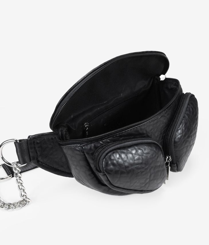 Black belt bag with chain