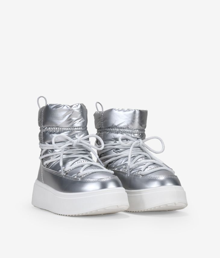 botas de neve plataforma prata