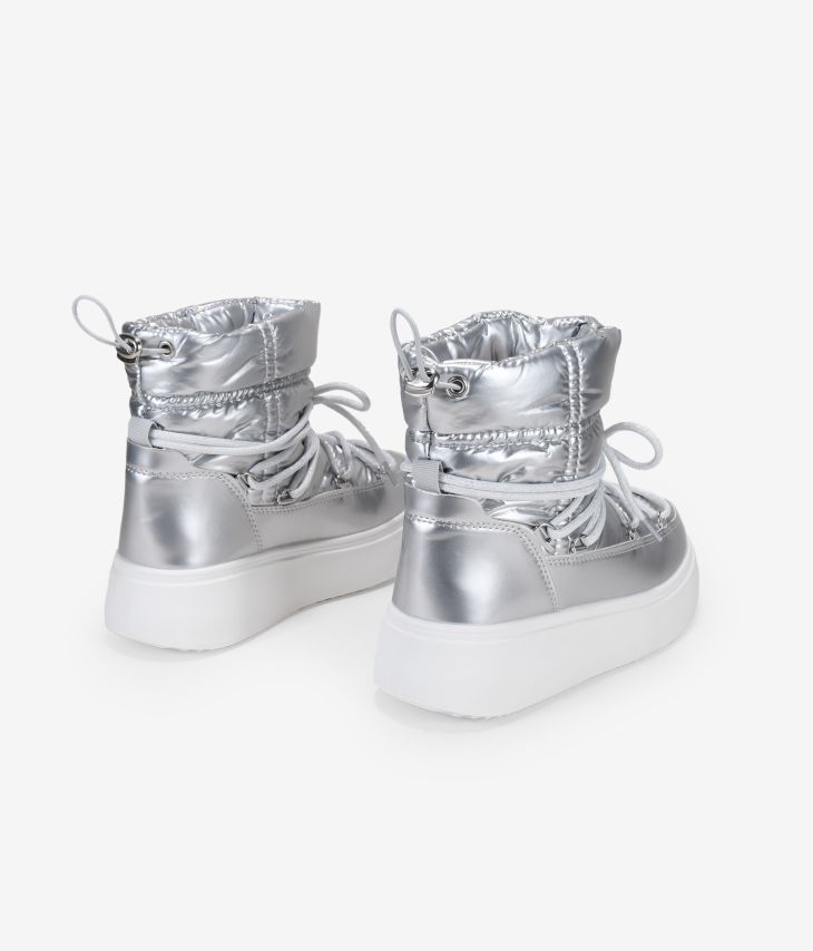 Silver platform snow boots
