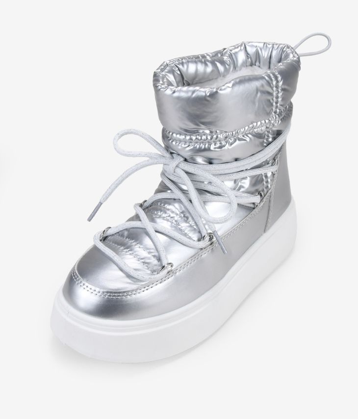 Botas de nieve plateadas para mujer con cordones Shelovet plata