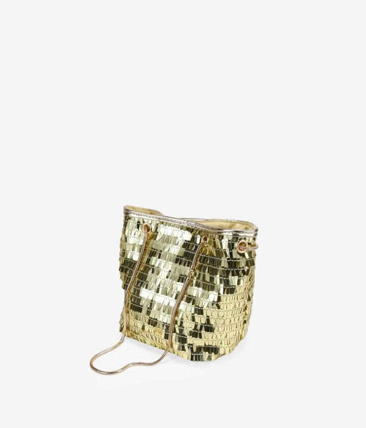 Bolsa de festa dourada com lantejoulas