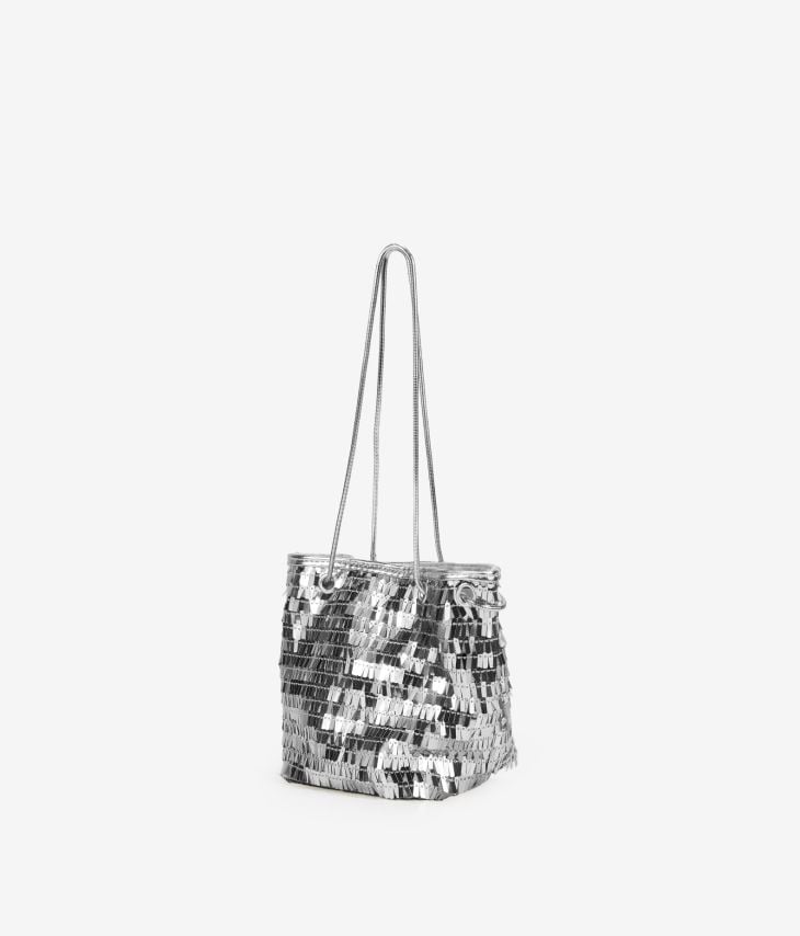 Silver party bag with sequins