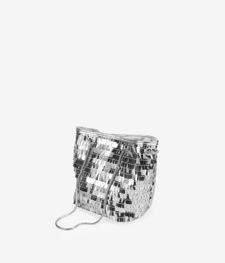 Silver party bag with sequins