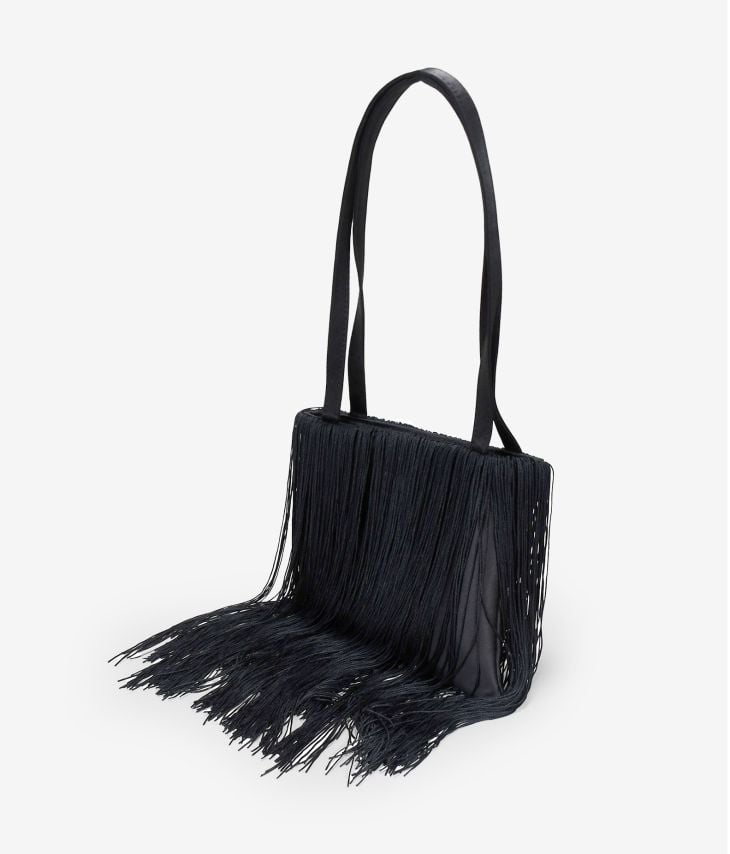 Black party bag with fringes