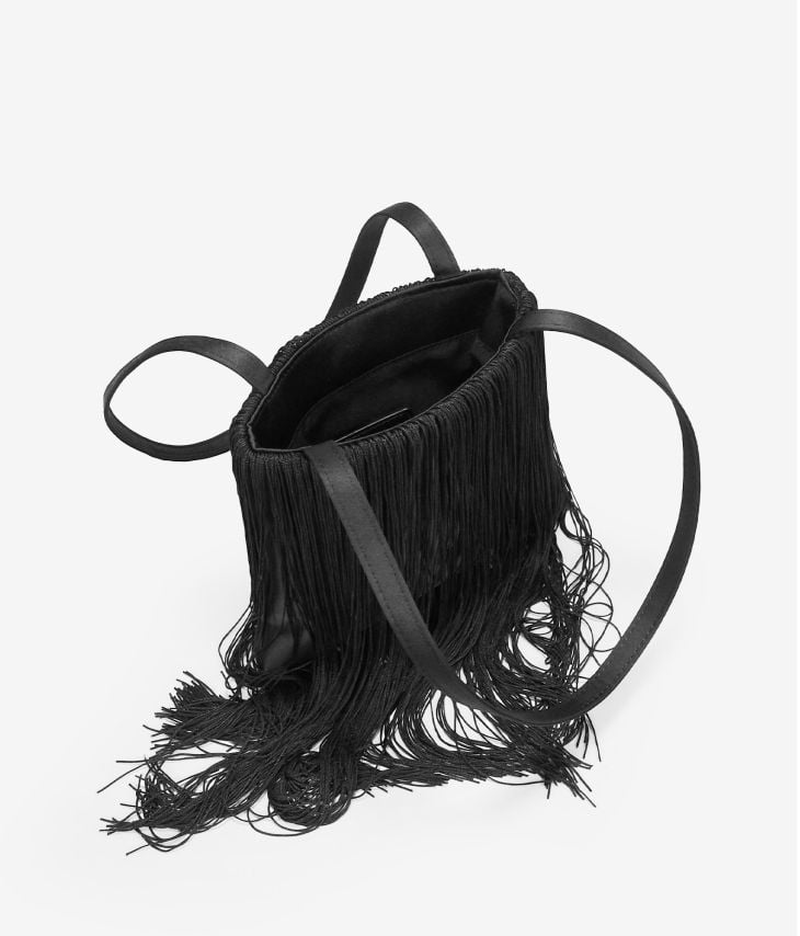 Black party bag with fringes
