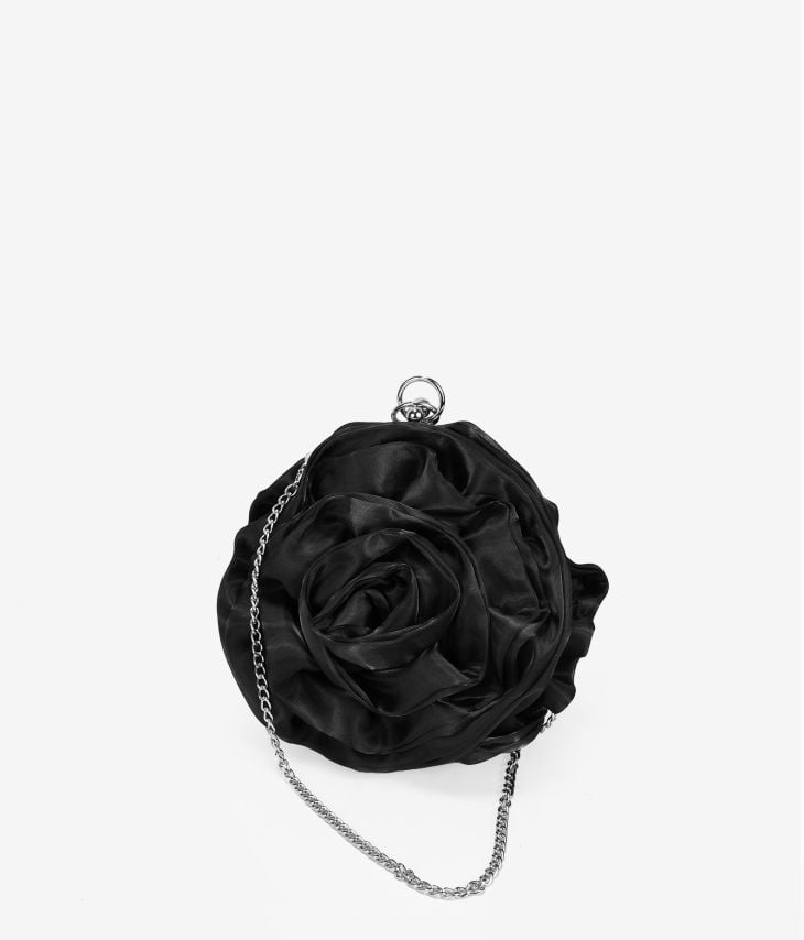 Bolso de fiesta negro con forma de flor