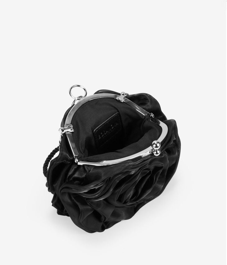 Bolso de fiesta negro con forma de flor