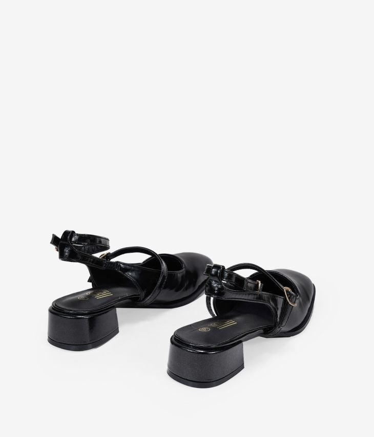 Schwarze Slingback-Schuhe mit Absatz