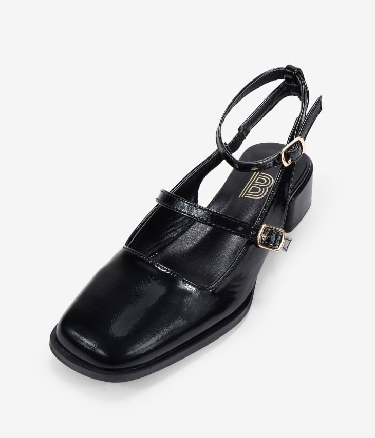 Schwarze Slingback-Schuhe mit Absatz