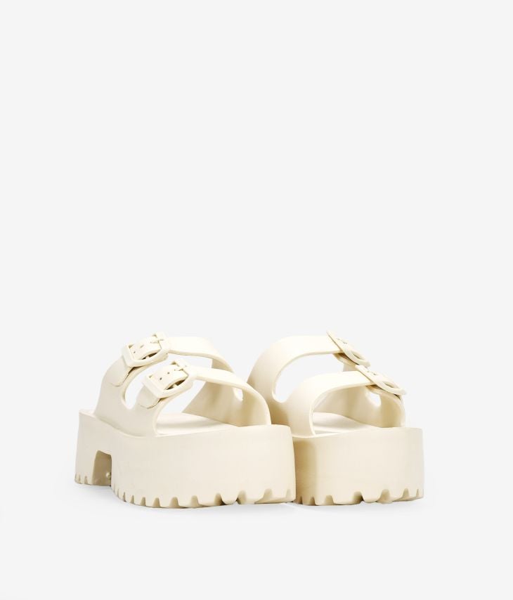 Sandalias de plataforma beige en goma