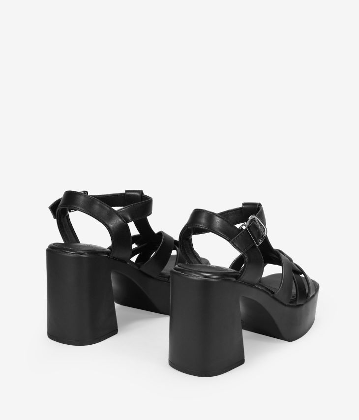 Sandalias de plataforma negras con tacón ancho