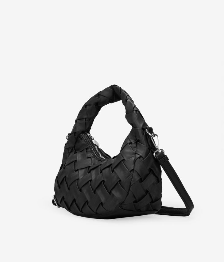 Small black bag with braiding and zipper