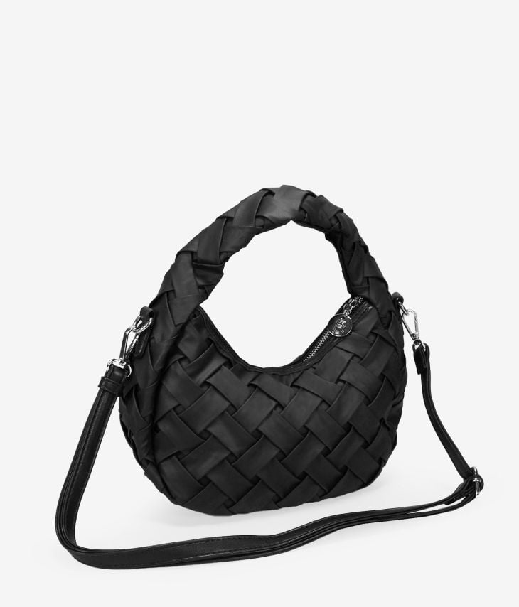 Small black bag with braiding and zipper