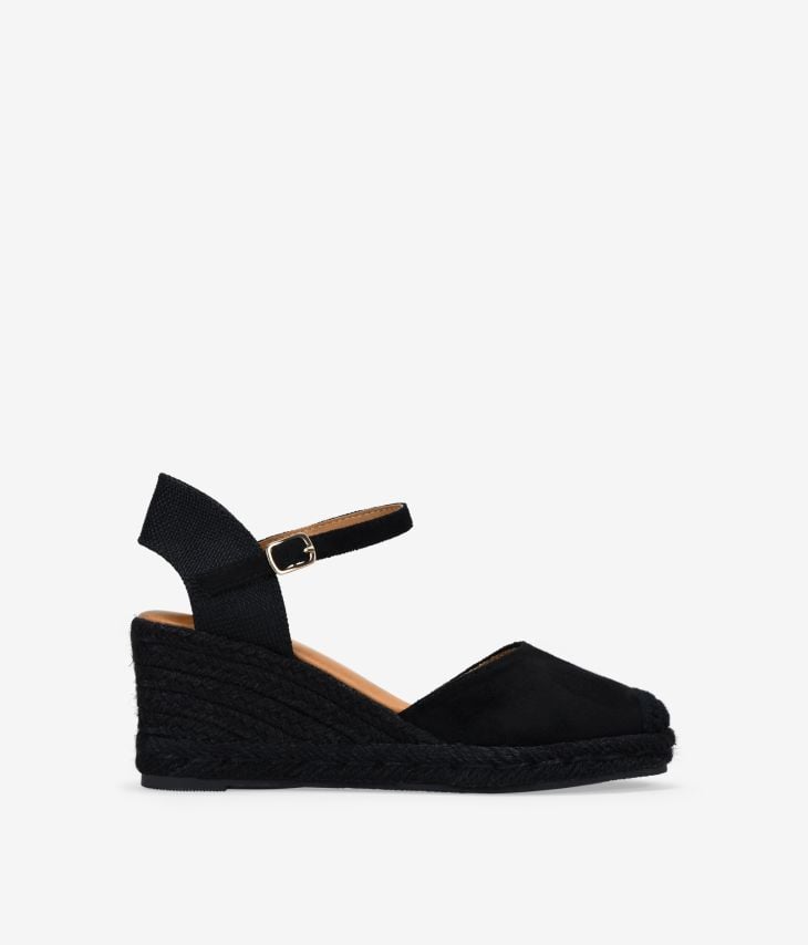 Espadrilles noires à semelle compensée en sparte