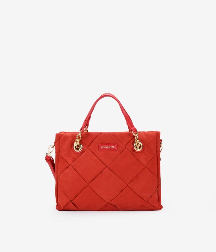 Rote quadratische Tasche mit Henkeln
