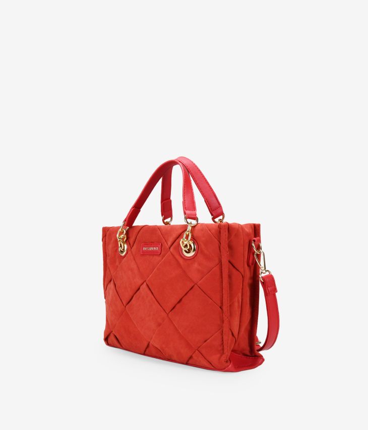 Rote quadratische Tasche mit Henkeln