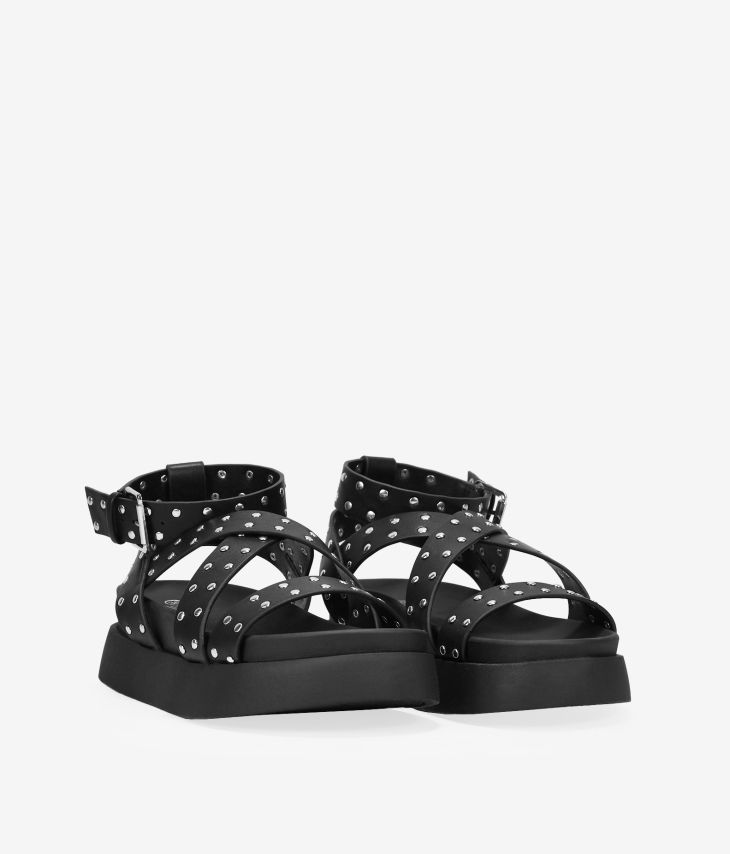 Sandales noires avec clous en métal