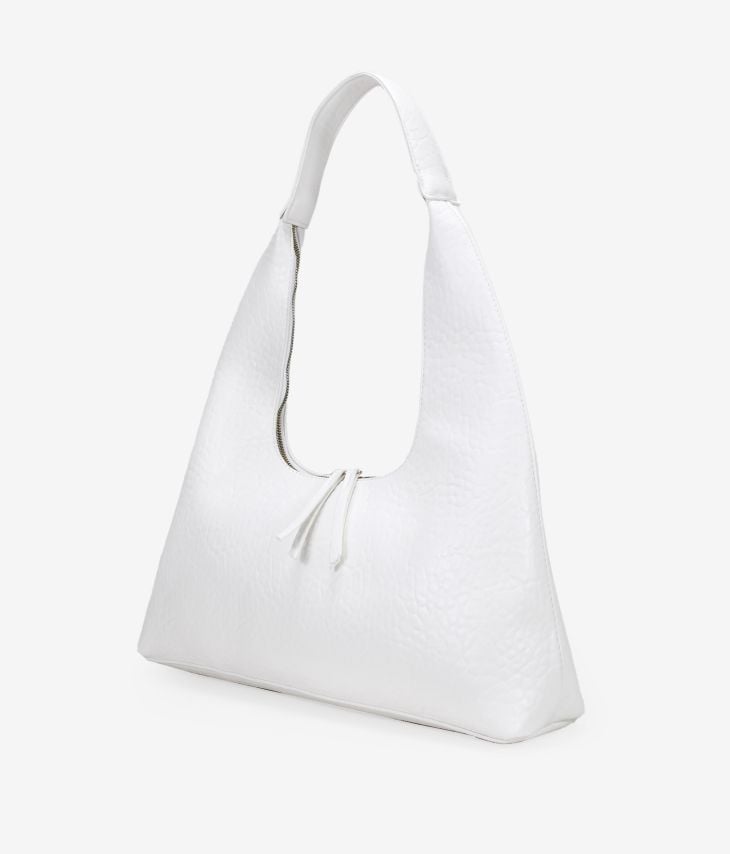 White shoulder bag with zipper