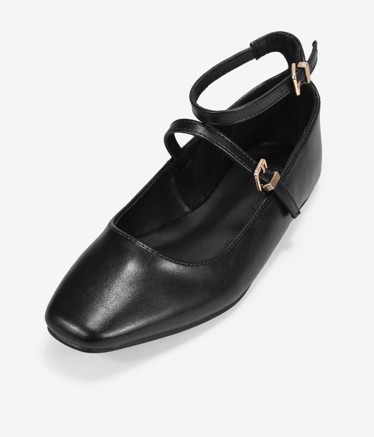 Schwarze flache Schuhe mit flacher Sohle