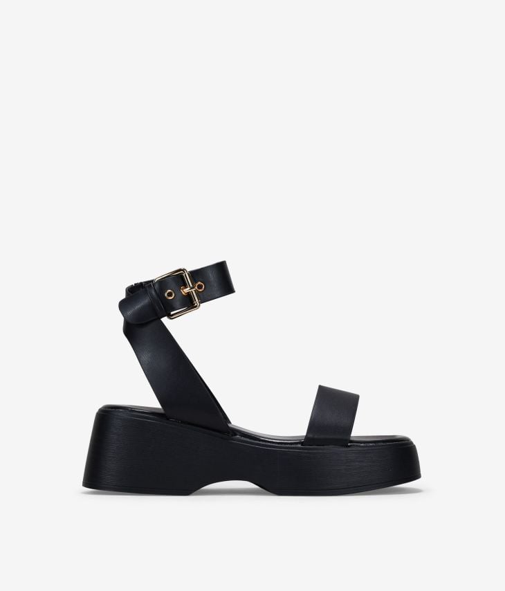 Sandales à plateforme noires avec boucle