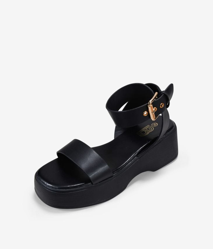 Sandales à plateforme noires avec boucle