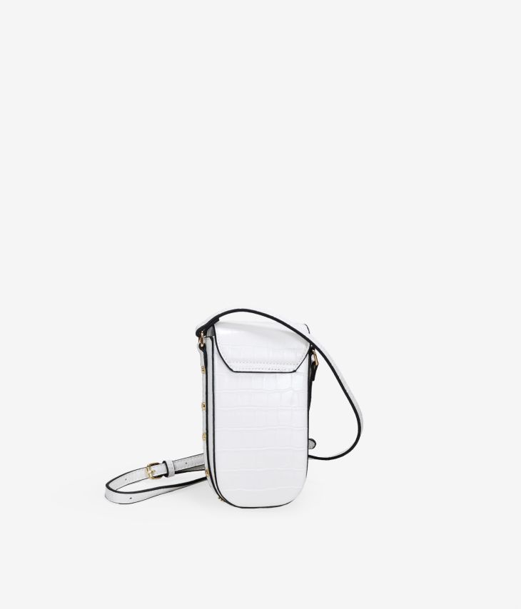 White crossbody bag for mobile phone with card holder