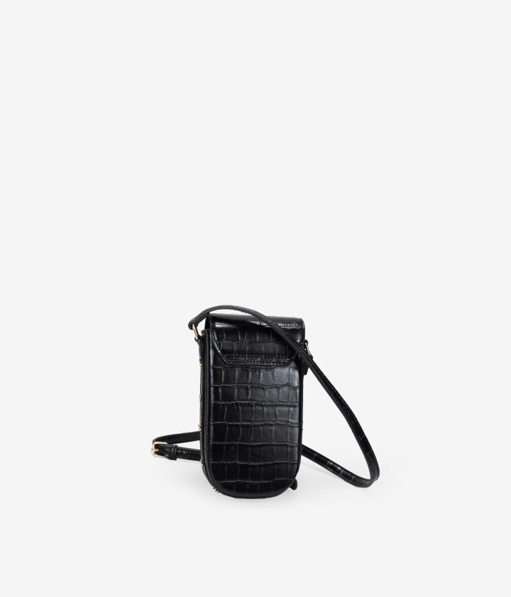 Black crossbody bag for mobile phone with card holder