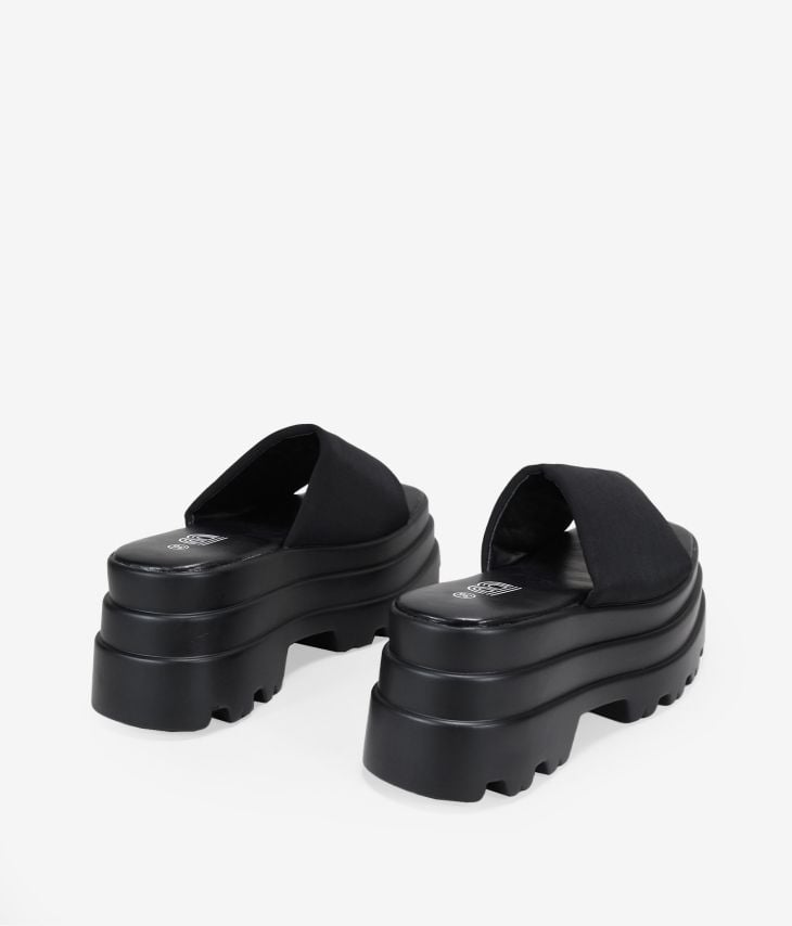 Sandalias de plataforma negras destalonadas en nailon