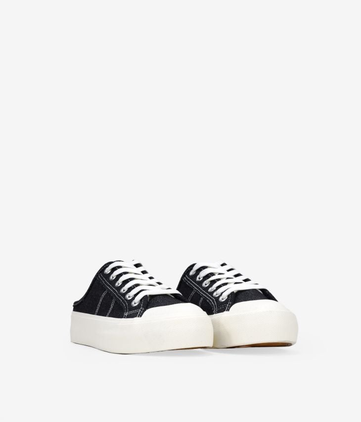 Black slingback sneakers with laces