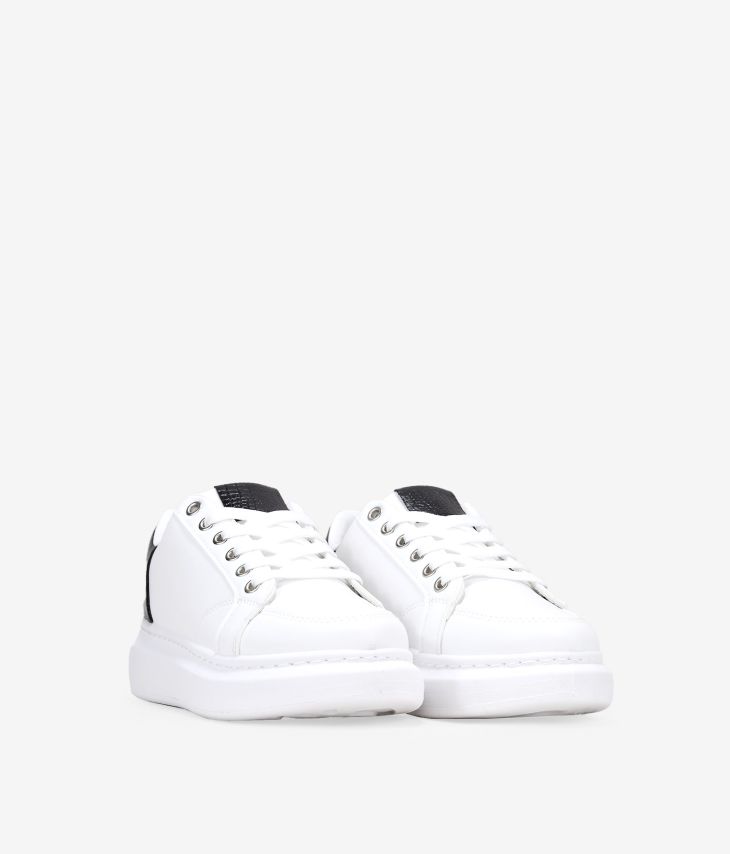 White and black women's sneakers with platform
