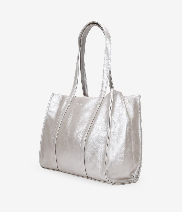 Silver Zipper Shoulder Bag