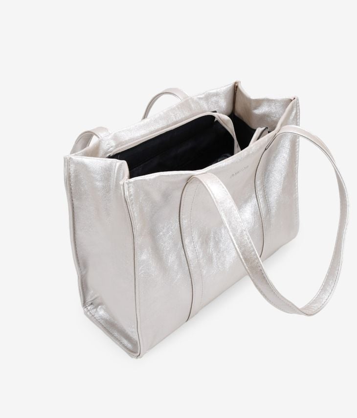 Silver Zipper Shoulder Bag