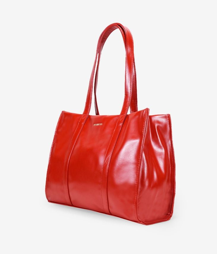 Red shoulder bag with zipper