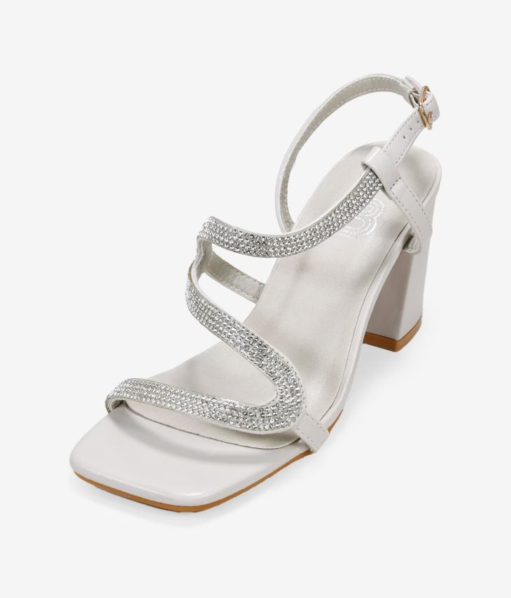 Stone heeled sandals with diamonds
