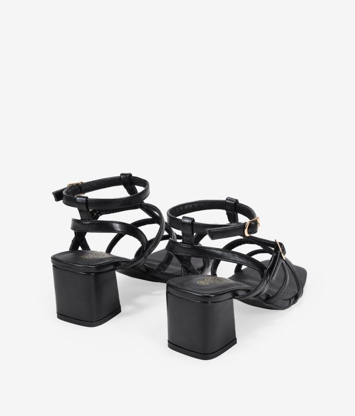 Schwarze Sandaletten mit Riemchen und Schnalle