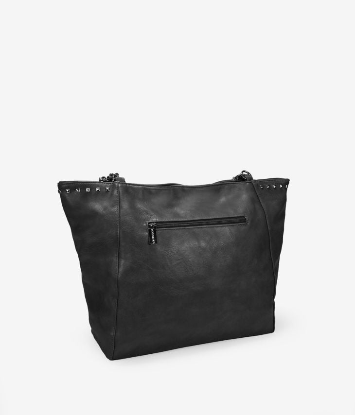 Black Laptop Shoulder Bag with Zipper